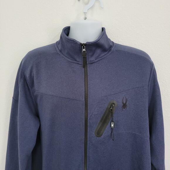 Spyder Active Men's Navy Blue Zip Up Jacket ProW-B Size XL - Picture 2 of 9